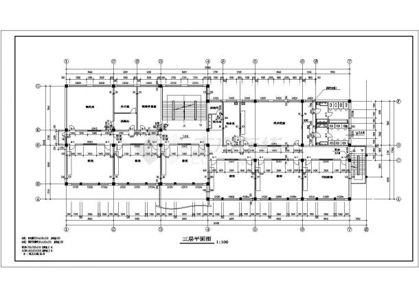 云南某小学全框架结构教学楼建筑设计CAD图（含建筑设计说明）-图二