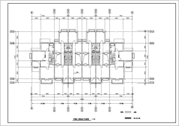 崇州市广盛花园小区3层砖混结构组合式联排别墅全套建筑设计CAD图纸_图1