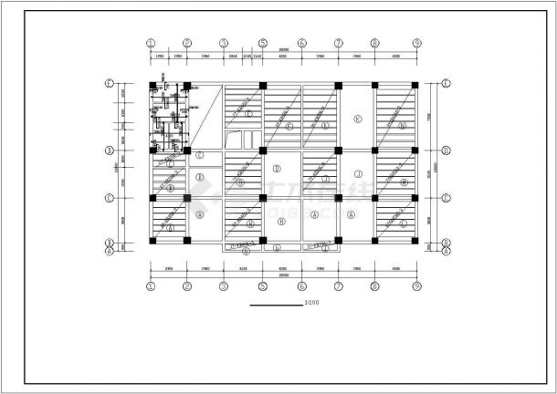 沈阳某7层混框结构大酒店详细结构设计CAD图纸-图一