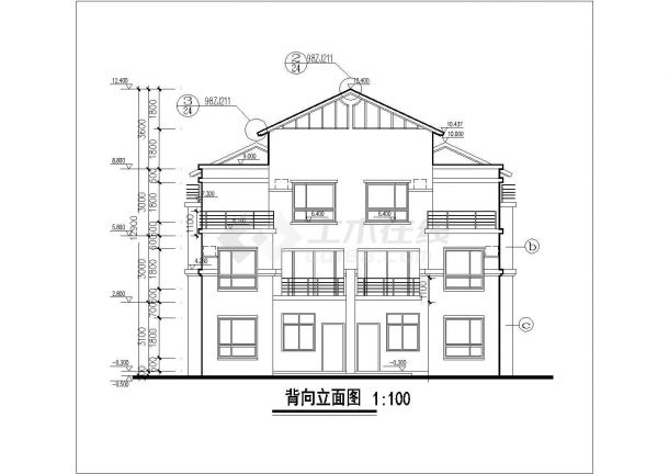 南昌市合锦峰苑小区3层框架结构单体别墅全套建筑设计CAD图纸-图一