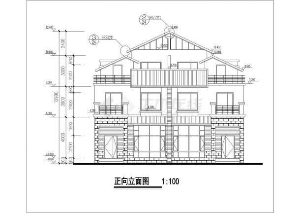 南昌市合锦峰苑小区3层框架结构单体别墅全套建筑设计CAD图纸-图二