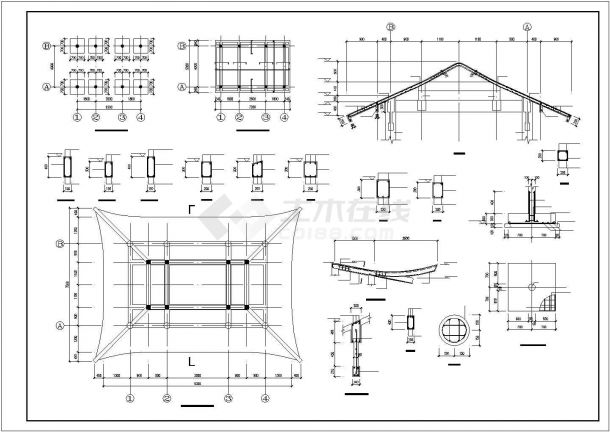 衡阳市某风景区内部水榭+凉亭建筑设计CAD图纸-图一