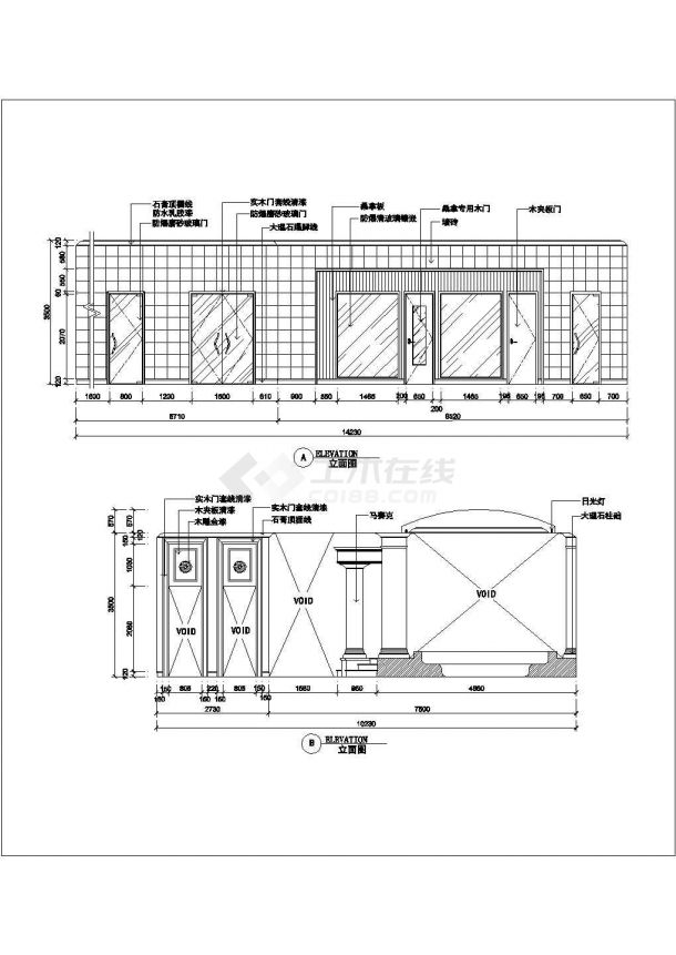某桑拿洗浴中心湿区装修设计cad全套施工图（甲级院设计）-图二