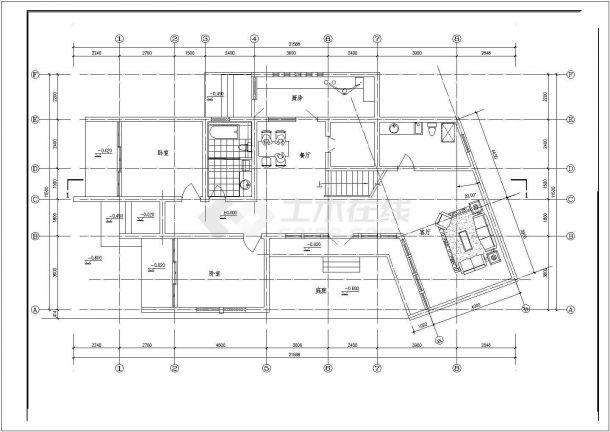 盐城现代别墅建筑设计全套施工cad图兼效果图-图二