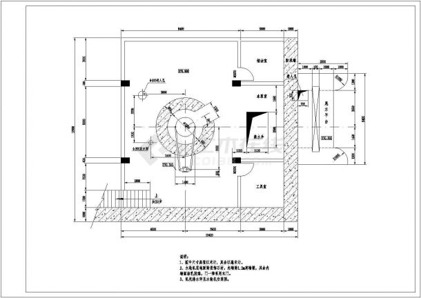 厂房设计_南通明德小型水力发电站厂房cad全套施工设计图纸-图二