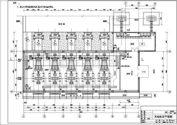 厂房设计_【南京】某地大型水电站厂房cad全套施工设计图纸(含剖面钢筋表)-图二