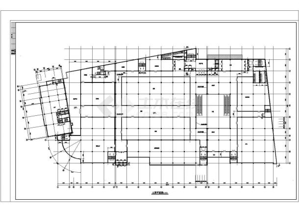 某三层大型商场建筑设计方案图纸-图二