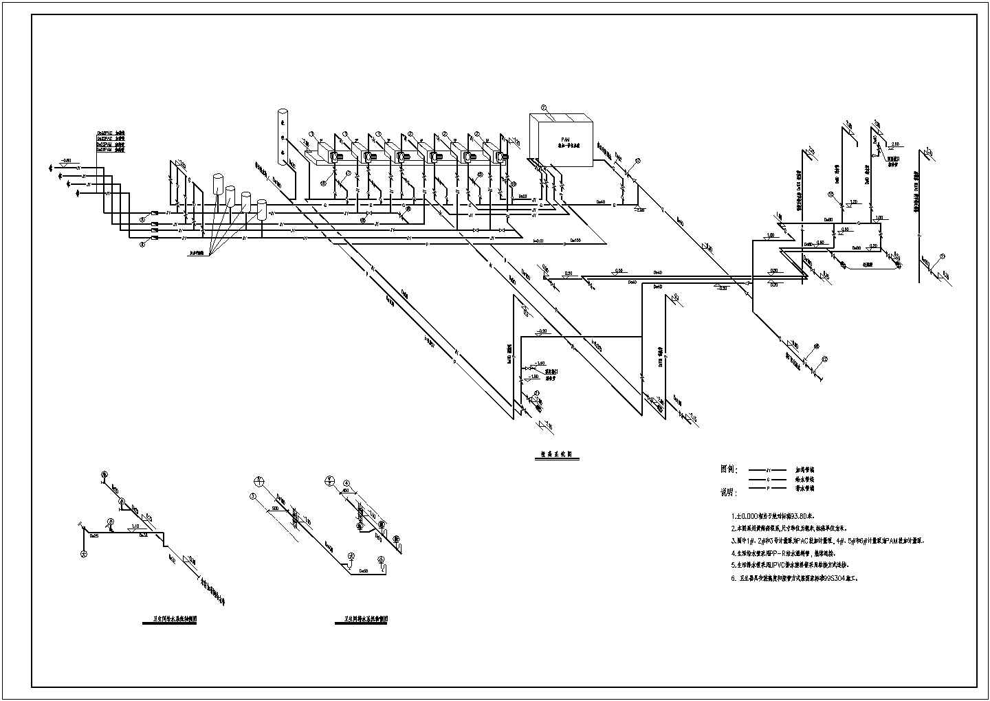某给水厂多层加药间全套施工设计cad详图(含计量泵机座平面图)