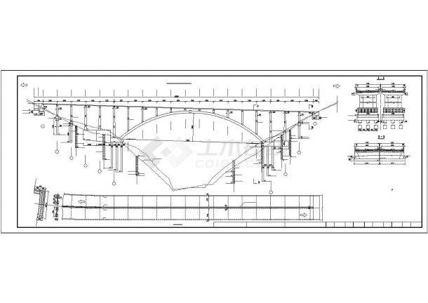 净跨130m等截面悬链线钢筋混凝土箱形拱桥cad 图纸-图二