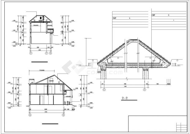 320平米2层砖混结构别墅式住宅楼全套建筑设计CAD图纸（含阁楼层）-图一