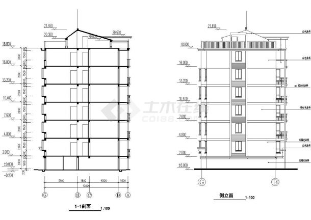 某小区1号楼住宅楼设计施工CAD图纸-图一