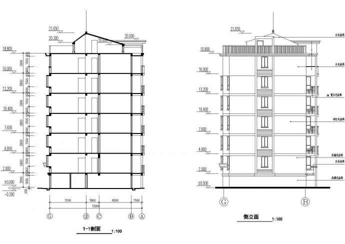 某小区1号楼住宅楼设计施工CAD图纸_图1
