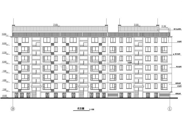 某小区1号楼住宅楼设计施工CAD图纸-图二