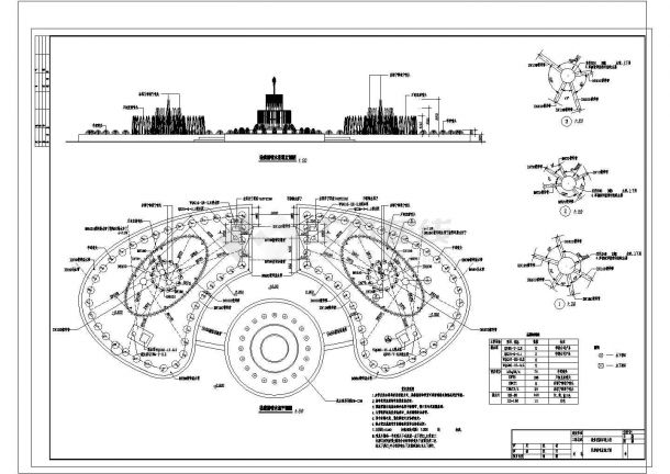 某花园小区喷泉施工详细图cad-图二