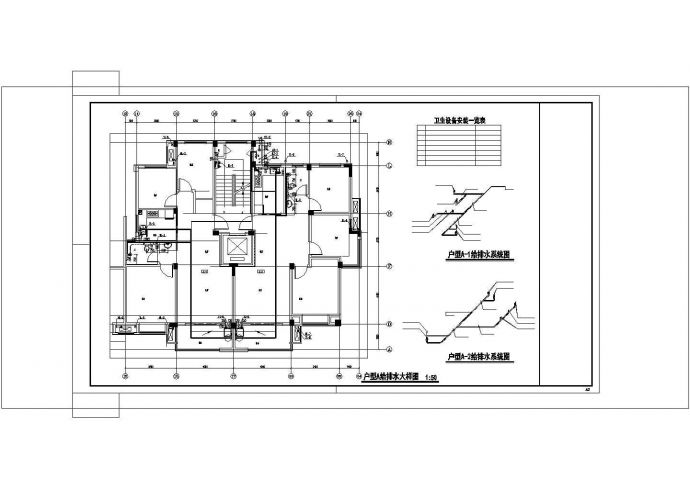 [安徽]多层住宅给排水消防施工图（冷凝水系统）CAD图纸_图1