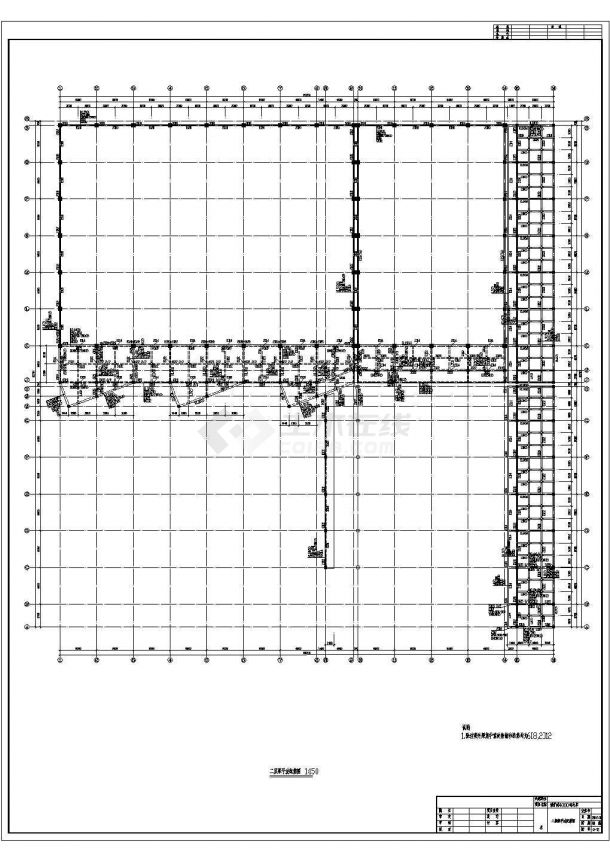 某续建框架冷库结构全套设计cad图(含二层板配筋图，基础平面图)-图二