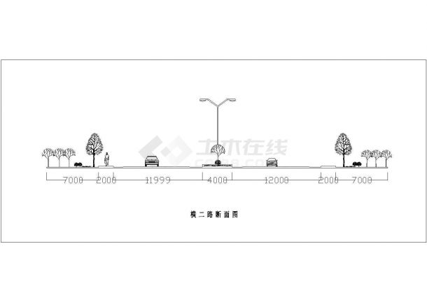 南京市雨花台某地橡胶道路绿化平面图-图二