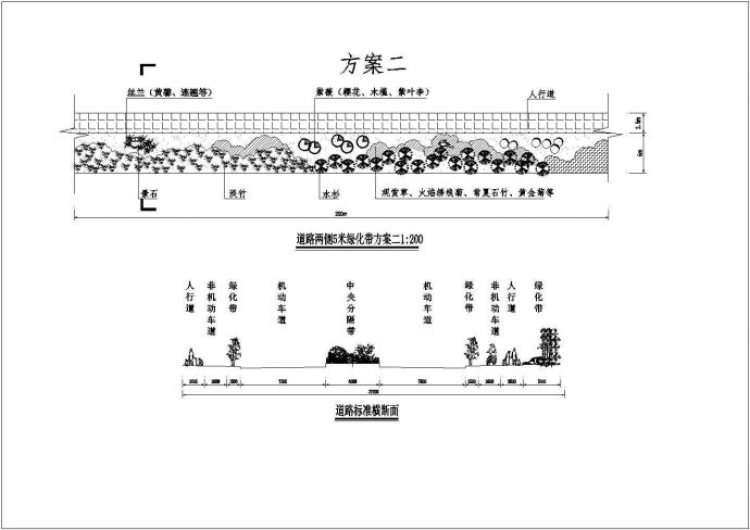 浦江路改造施工道路两侧绿化模式图施工详图_图1