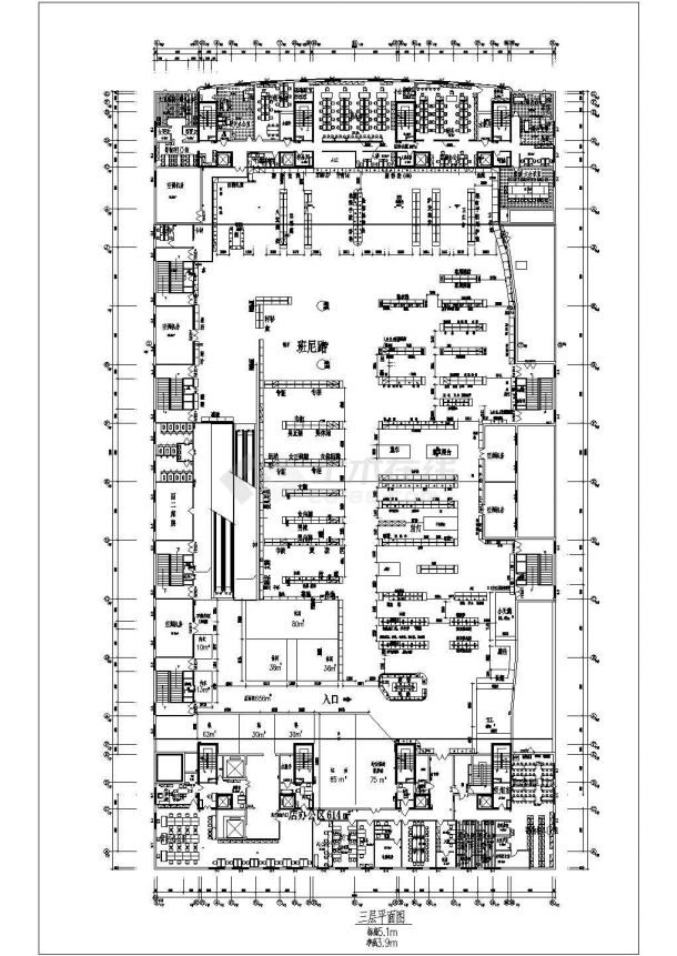 某商场建筑cad设计平面图纸-图二