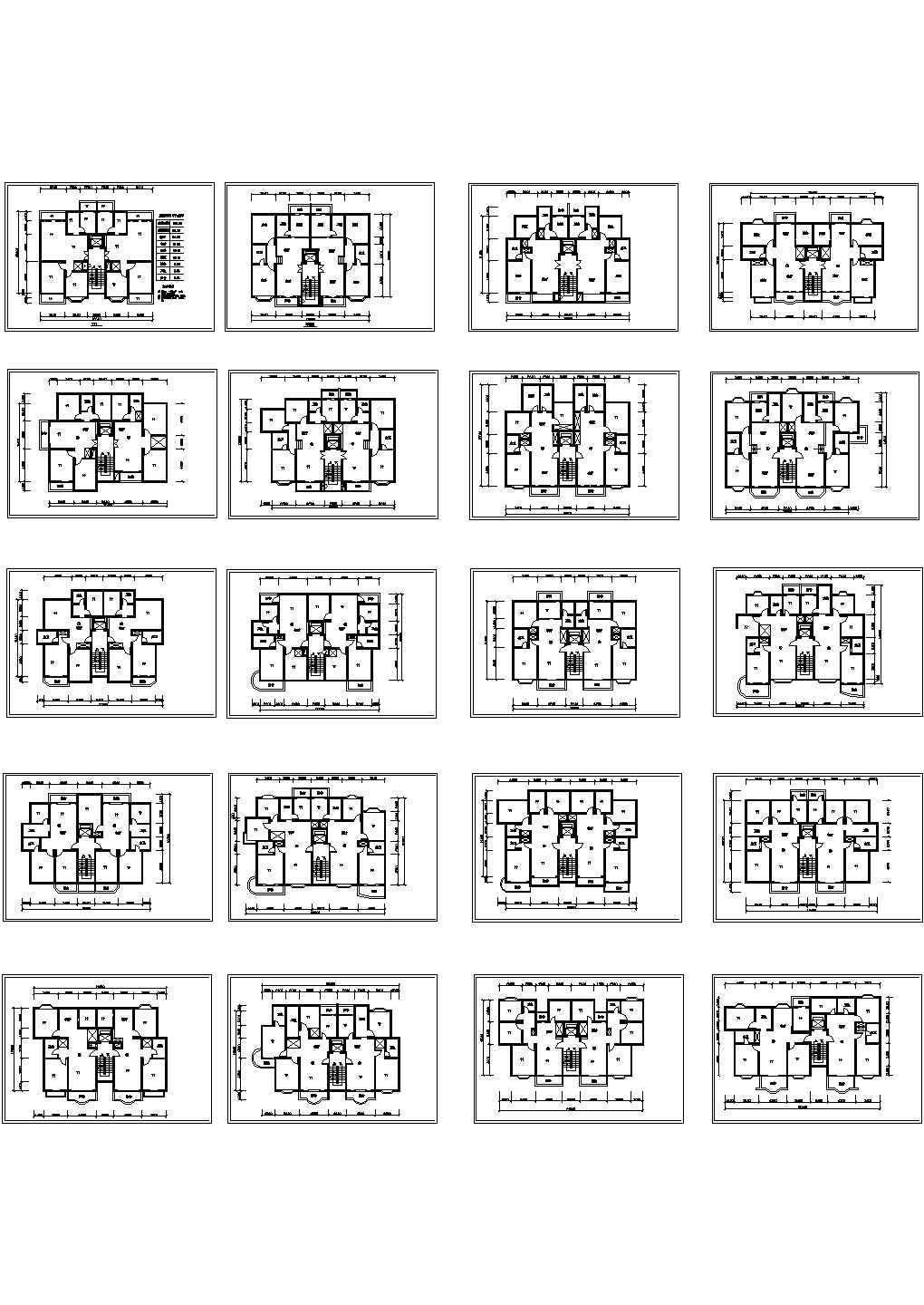 某地区多层商业住宅建筑完整户型平面设计施工CAD图纸