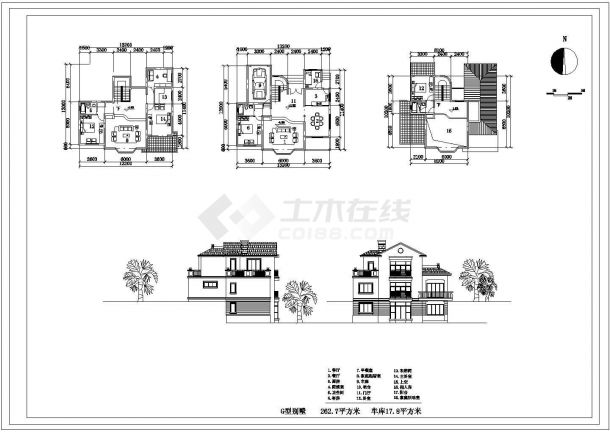 长春某现代村镇2层砖混结构乡村别墅全套建筑设计CAD图纸（14套方案）-图一