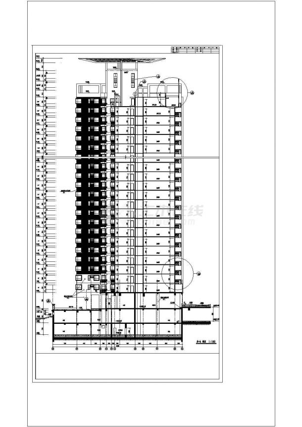 某小区高层住宅楼设计施工CAD立面图纸-图一