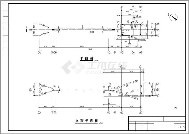珠海市某工厂大门+传达室全套建筑设计CAD图纸-图一