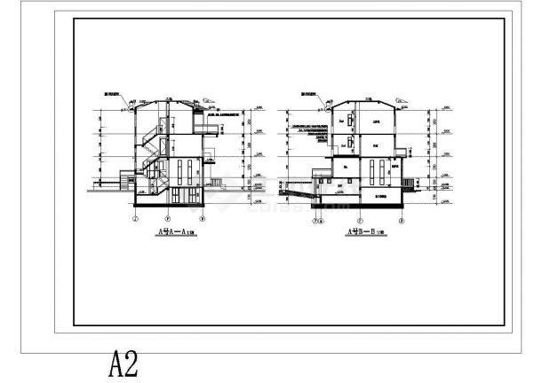 威海市某某沿海高档双拼别墅室内装修cad施工设计图纸-图二