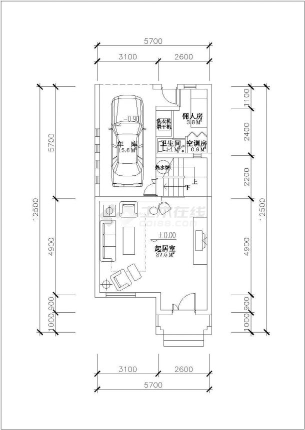 苏州市澄湖花园小区3层砖混结构独栋别墅平面设计CAD图纸（含夹层）-图一