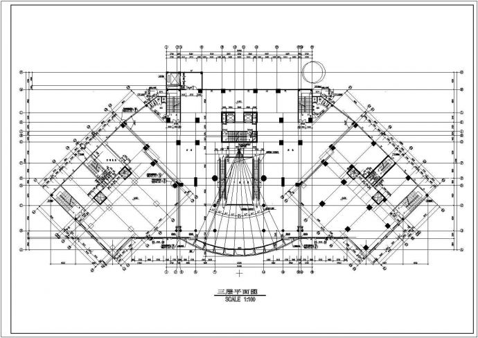 某城市广场楼层设计施工CAD图_图1
