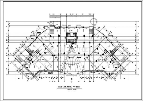 某城市广场楼层设计施工CAD图-图二