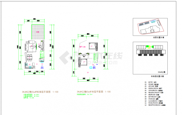 某地公寓标准层户型平面图CAD图纸-图一