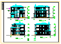 三层别墅设计建筑施工cad图