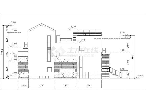 300平米三层框架结构德式小别墅全套建筑设计CAD图纸（含半地下室）-图一