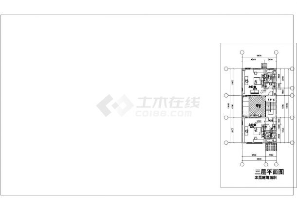 300平米三层框架结构德式小别墅全套建筑设计CAD图纸（含半地下室）-图二