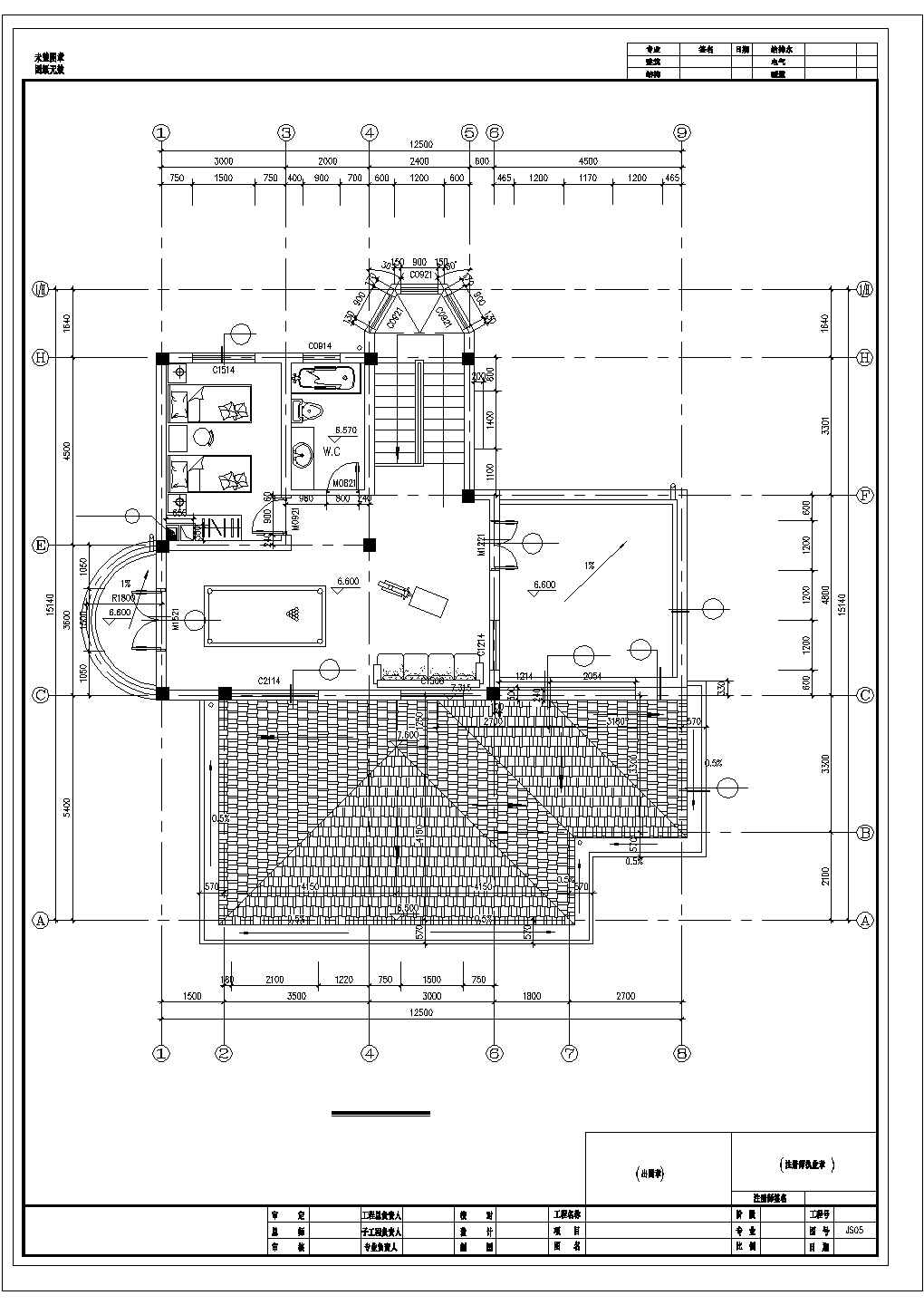 西宁市南家桥村某3层砖混结构乡村别墅楼全套建筑设计CAD图纸