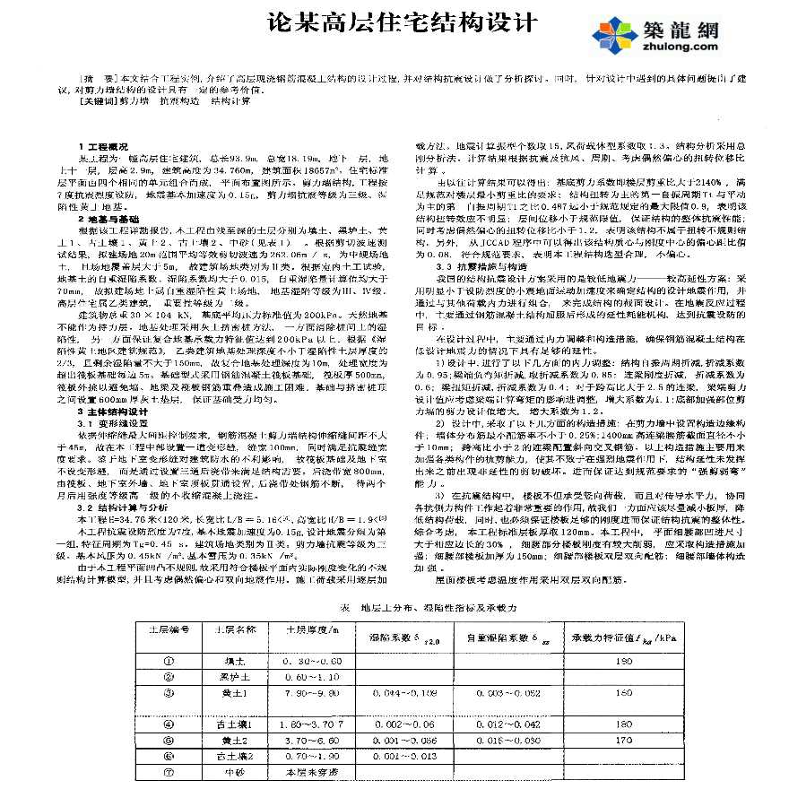 论某高层住宅结构设计-图一