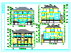 两套仿古别墅建筑施工设计CAD图-图一
