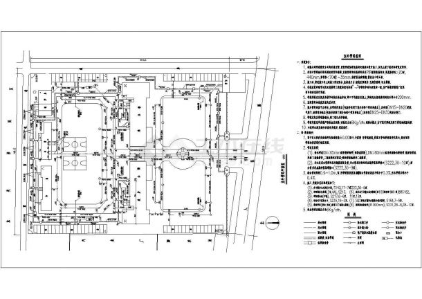 管网设计_某室外管网及锅炉房设计CAD图-图一