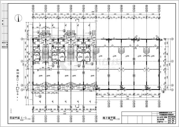 570+710平米3层砖混结构联排别墅全套建筑设计CAD图纸（含地下室）-图二