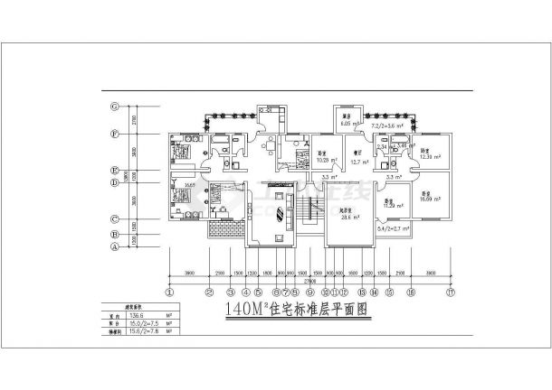 某一梯两户户型全套建筑详细设计施工方案CAD图纸-图二