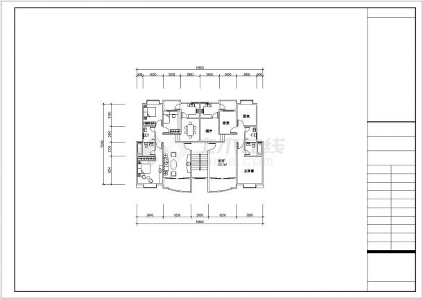 某高档住宅楼建筑户型详细设计施工方案CAD图纸-图二