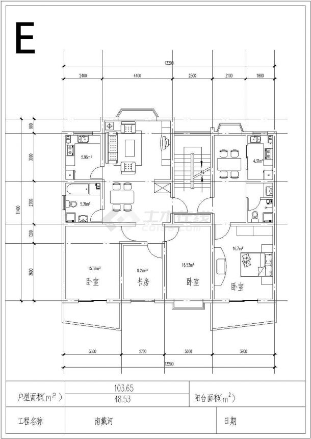 某大型住宅建筑户型详细设计施工方案CAD图纸-图二