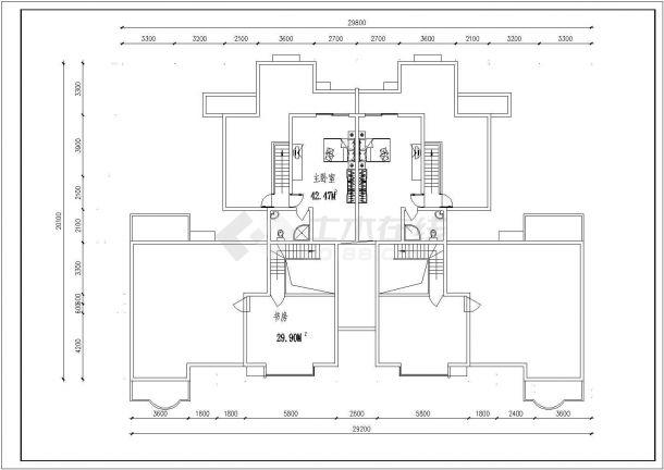 某新型住宅单体建筑户型详细设计施工方案CAD图纸-图二