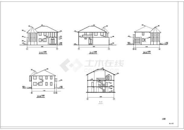 【南京】某农村两层小别墅建筑全套CAD结构图纸(含基础平面布置图)-图二