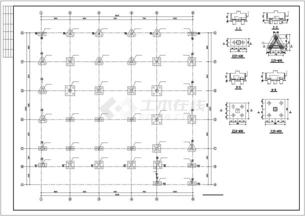 某地区3层框架办公楼结构CAD设计平面图(设计说明）-图二