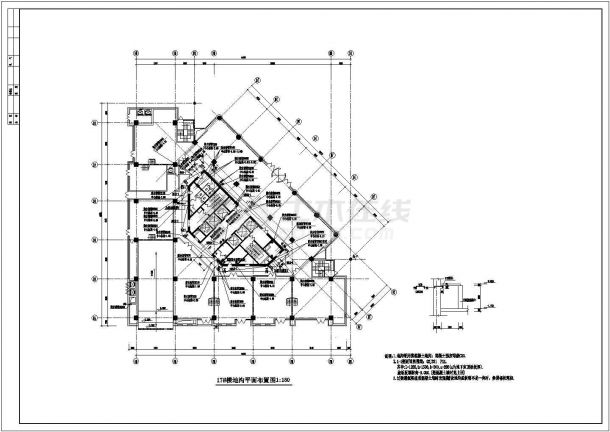 某地区19层框架三角形办公楼结构设计CAD平面图-图一