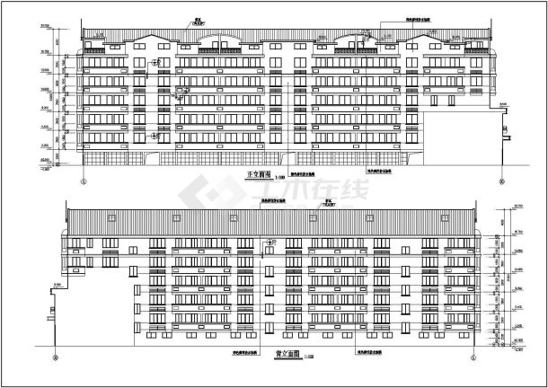 某标准型临街商住楼建筑详细设计施工方案CAD图纸-图二
