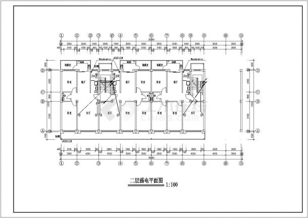 某六层框架结构住宅楼全套电气CAD施工图纸(含有线电视系统图)-图二