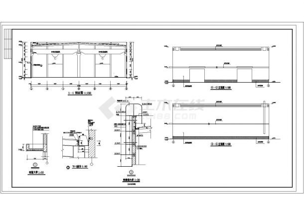 1层3456平米排架结构建筑装饰材料公司厂房cad图纸设计-图二